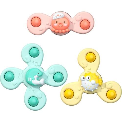 Sucker Rotary Table Baby Sucker Feeding Toy Children Cartoon Fingertip Gyro Spinner Ring Sensory Toys