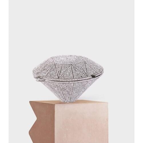 XIYUAN women crystal diamond shape evening bag for party wedding prom clutches lady Rhinestone Chain Shoulder Bags clutch purse