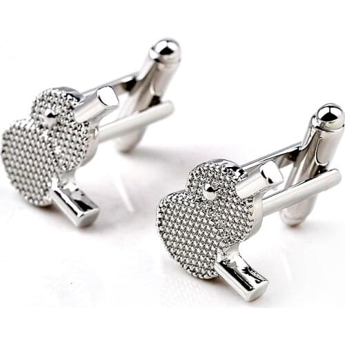 Ping Pong Bat shape Cufflinks for Mens Suit Shirt Accessories Silver Cufflink Tennis Ball Sport Racket Design For Wedding Shirt