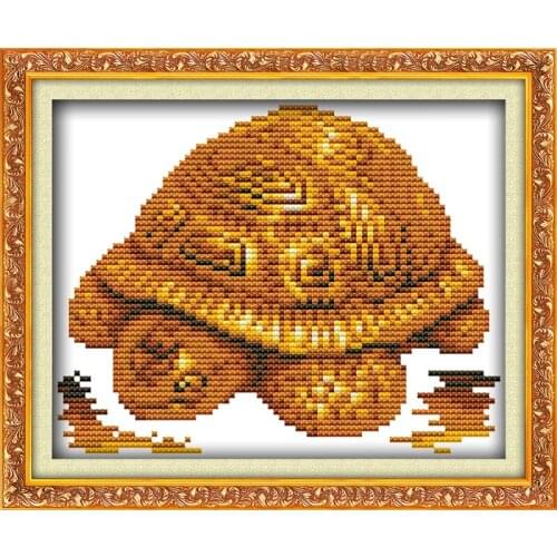 Gold statuette hippo turtle horse elephant cross stitch kit 11ct count print canvas embroidery DIY handmade needlework plus