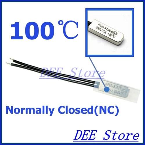 10Pcs/lot 100C Degree Celsius NC Normal Close Thermal Protector Sensor Thermostat temperature control fuse 250V 5A KSD9700