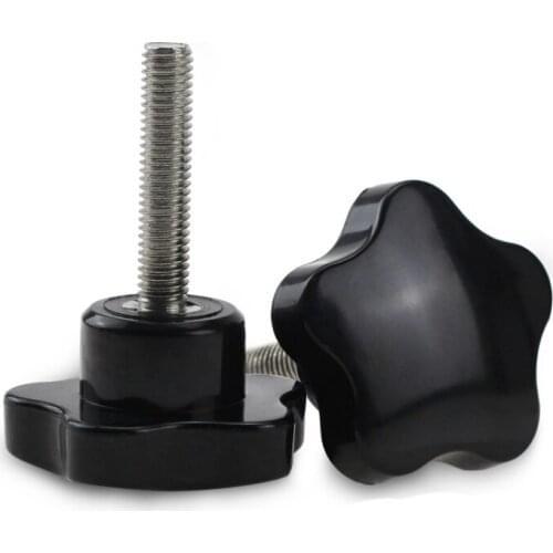 2pcs M6 Torx hand screws plastic headed adjustment screw T&TX five star knob handle bolt 32mm head diameter 15mm-70mm long