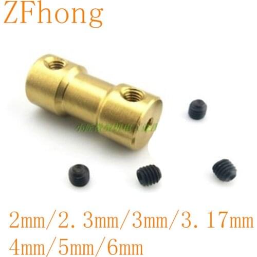 5pcs 2mm/2.3mm/3mm/3.17mm/4mm/5mm/6mm Brass Flexible Motor Shaft Coupling Coupler Motor Transmission Connector