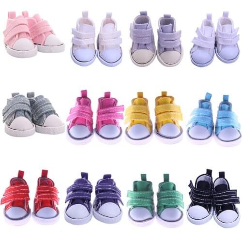 5 cm Length Handmade Canvas Shoes With Velcro Doll Shoes For 14.5 Inch Wellie er & 32-34 cm Paola Reina & 1/6 BJD Blyth Doll
