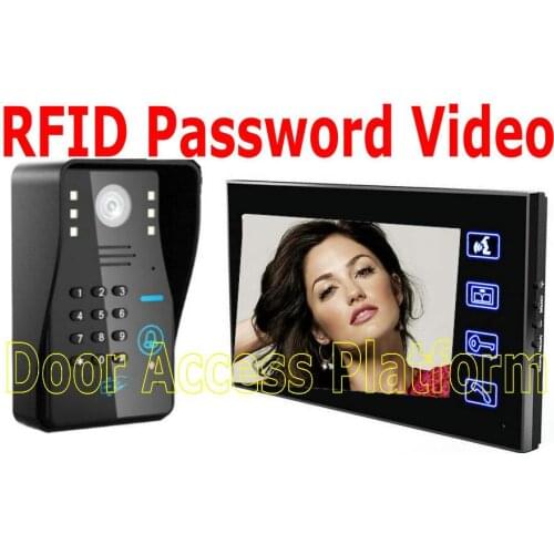 7" inch TFT LCD wired Door access control doorbell Rfid Card+Pin/Code/Password Video Door Phone Intercom Door-Bell security kit