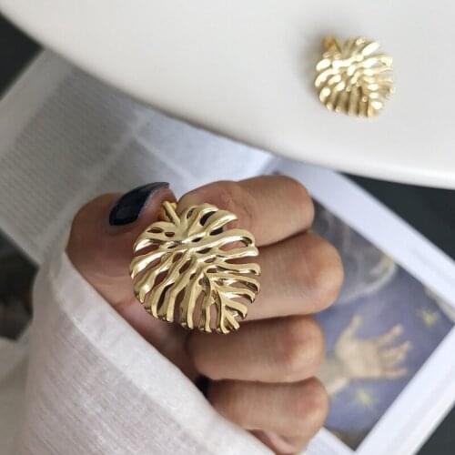 925 sterling silver tortoise back leaf earrings golden exaggerated French style big earrings female fashion jewelry earrings