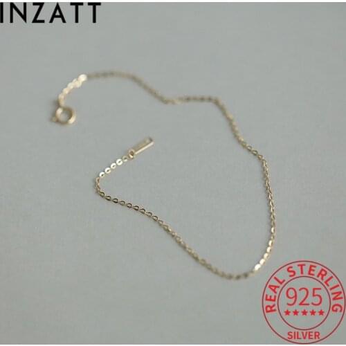 INZATT Real 925 Sterling Silver 14K Gold 16CM Chain Charm Bracelet For Women Party Mminimalist Fine Jewelry Classic Accessories
