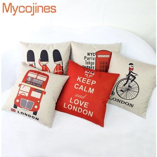 London Bus Cushion Cover UK Red British Vintage Pillow Decorative Throw Pillows Sofa Pillowcase Square covers car Home Decor
