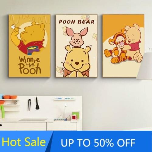 Disney Cartoon Canvas Painting Wall Art Winnie The Pooh and Tigger Anime Movie Posters Pictures Kids Home Decoration Room Decor