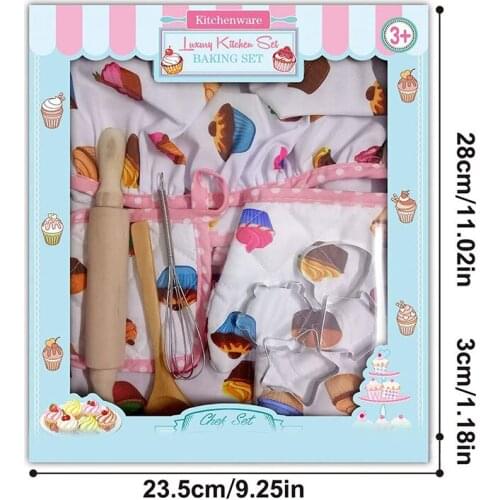 Toy Cake Bake Set Hat + Apron Role Play Kitchen Cooking Baking Girls Toy Cooker Play Set Children Kids Cooking Kitchenware