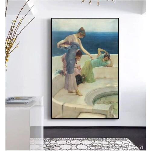 No frame classical palace people beautiful girl canvas printings oil painting printed on cotton home wall art decoration picture