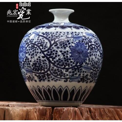 Jingdezhen ceramics hand-painted porcelain flower vase ornaments Home Furnishing small pomegranate living room decoration