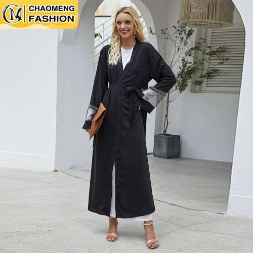 Middle East Ramadan Kimono Femme Arab Splicing Cardigan Kaftan Islamic Clothing Muslim Fashion Women Dresses Open Abaya Dubai