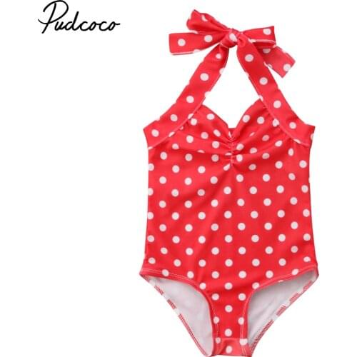Summer Newborn Baby Girls Polka Dot Swimsuit Kids Swimwear Swimming Bikini One Piece 0-3T