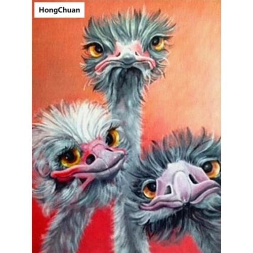 Cute Ostrich Animal 5D DIY Square/Round Diamond Painting Mosaic Mural Cross Embroidery Handicraft Home Decoration Christmas Gift