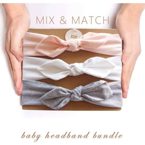 Fashion 3pcs/Set Baby Headband With Bows For Girls Kids Handmade Stretch Fabric Hair AccessoriesHair Bows Hairbands Headwrap