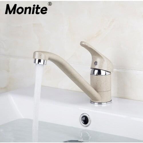 Monite Swivel 360 Kitchen Polished Chrome Rotated Deck Mount Stream Single Hole Faucet Mixer Tap Painting Faucet