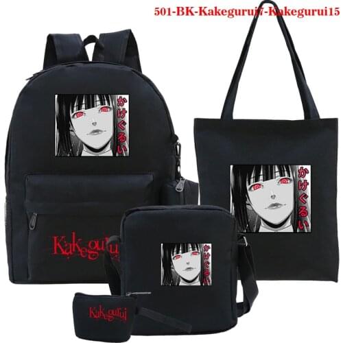 Preppy Style Nylon Kakegurui Crossbody Bag Women 5pcs Backpack Large Capacity Travel Set Bag Teenager School Backpack Mochilas