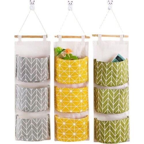 3 Pockets Nordic Organizer Clothes Box Storage Home Back Door Bathroom Hanging Bag Wall Mounted Storage Bag Kids Room Home Decor