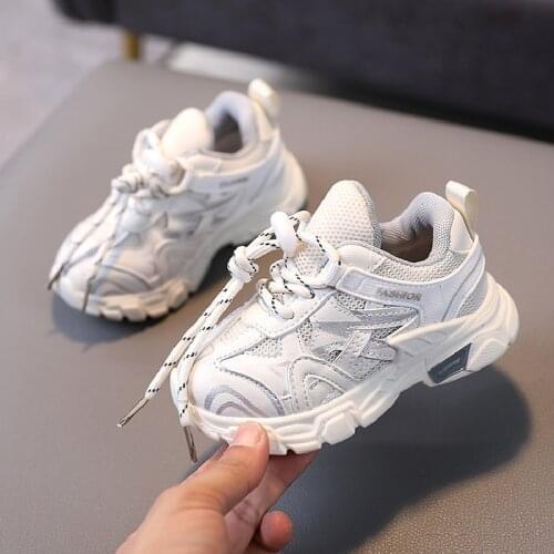 2021 Spring New Kids Sport Shoes For Girls Casual Shoe White Students Breathable Mesh Toddler Footwear Boys Sneakers Lightweight