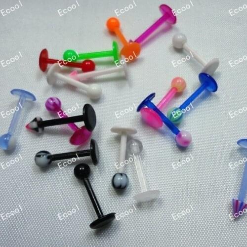 500pcs wholesale jewelry lots UV Flexible Acrylic Tongue Bar Lip Belly Eyebrow Ear Barbell Body Piercing free shipping RL344
