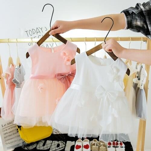 0-3Y Newborn Baby Girl Dress 2020 Summer Infant Toddler Girls Cute Princess Dress Baby Sweet Bow Mesh Dress Cotton Kids Clothing