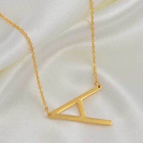 Anniyo A-Z Letter Necklaces Alphabet Initial Necklace Gold Color Stainless Steel Pendant Necklaces Women Jewelry Gift #015121-19