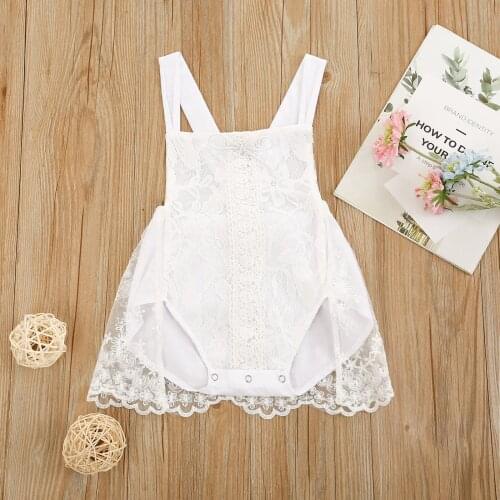 Baby Girls Lace Mesh Romper Dress Infant Sleeveless White Jumpsuit Toddler Kids Summer Princess Cute Party Backless Clothes