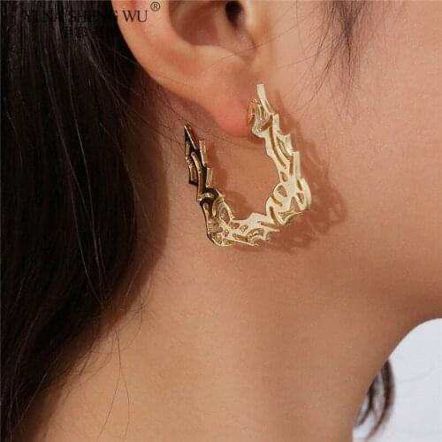 Simple Hollow Geometric Earrings Irregular Figure Chain Earrings For Women Fashion Chain Ear Ring Creative Retro Ear Jewelry