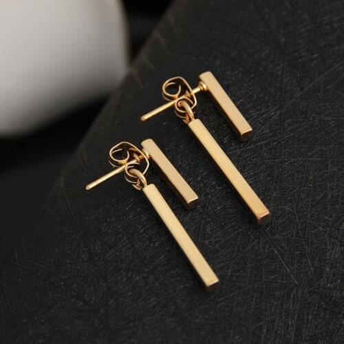 Punk Simple Geometric T Bar Ear Jackets Stud Earrings for Women Girls Bridesmaid Jewelry Square Earings Brincos oorbellen