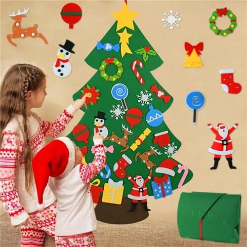 Christmas Tree Christmas Decoration for Home 2021 New Year Gifts Kids DIY Felt Christmas Ornaments Santa Claus Xmas Tree