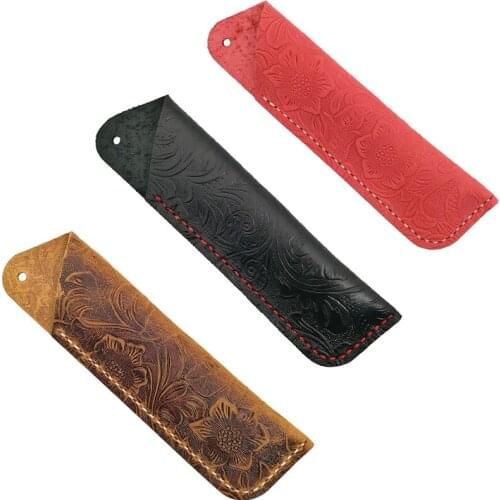 Handmade Leather Double Pen Case Holder for Ballpoint Pen Fountain Pen Sleeve Pen