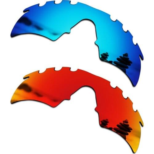 SmartVLT 2 PCS Polarized Sunglasses Replacement Lenses for Oakley M Frame Hybrid Vented Ice Blue and Fire Red