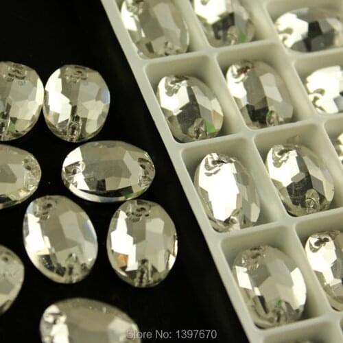 Top Shiny No Scrach Crystal clear oval shape Glass Stones crystals Sew On Rhinestones Sewing Dress Making