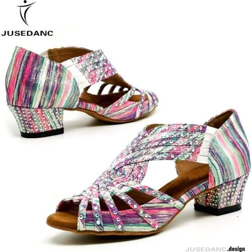Salsa Dance Shoes Girl Ballroom Shoes For Women Women Latin Dance Shoes Square Dance Shoes Latin Shoes Rhinestone JuseDanc