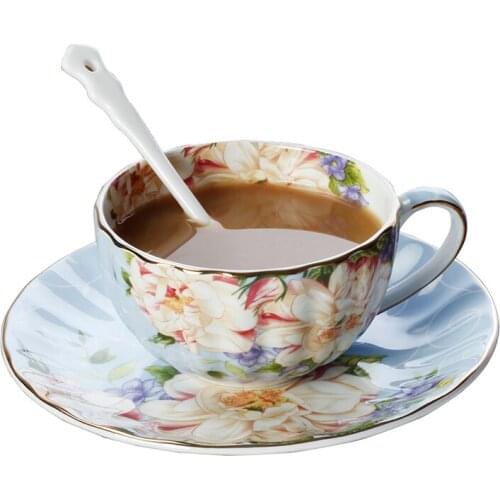 Creative Ceramic Coffee Cup European golden border bone china coffee cup dish British cup wedding