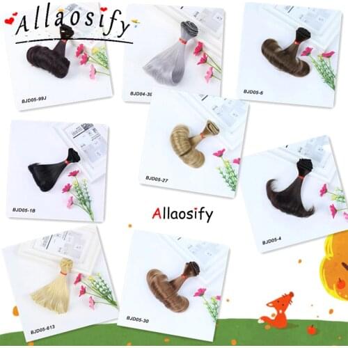 Allaosify 1Pcs 15cm*100CM Black Gold Brown Curly Hair For Dolls 1/3 1/4 BJD Doll Wigs Accessories