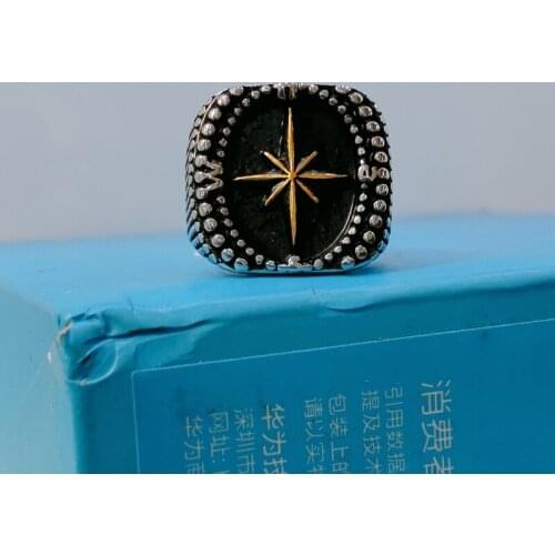 Jewelry Mens Ring Simple Design Compass Ring Stainless Steel Fashion Black Band Rings for Women Men Navigator Rings