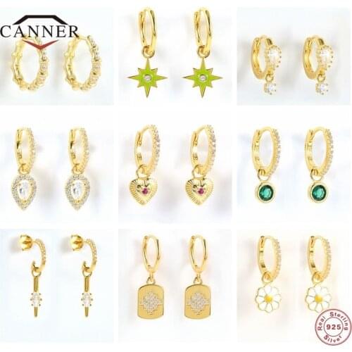 CANNER Fashion Huggie Earrings Real Sterling Silver 925 Piercing Cartilage Hoop Earring for Women Jewelry Jewelry Gift Pendients