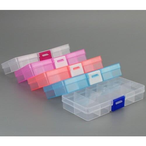 10 Grids Compartments Plastic Transparent Organizer Jewel Bead Case Cover Container Storage Box For Jewelry Pill