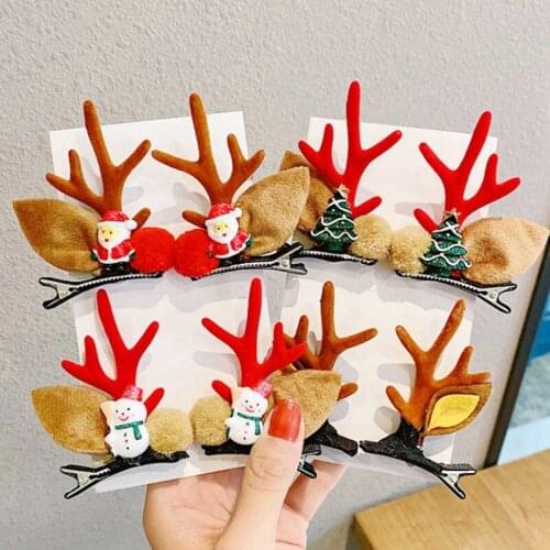 2PCS/Set Children Cute Santa Tree Elk Antlers Hair Clips Girls Lovely Christmas Gifts Christmas Hairdress Clips Cosplay