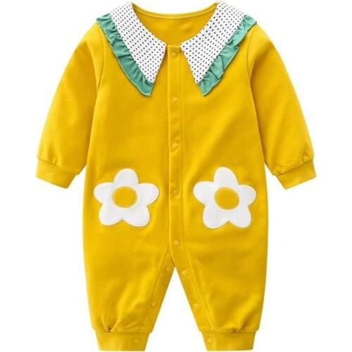 2020 Baby Climbing Clothes Cotton Rompers Girls' Baby Floral Romper Outing Climbing Clothes Cotton Rompers