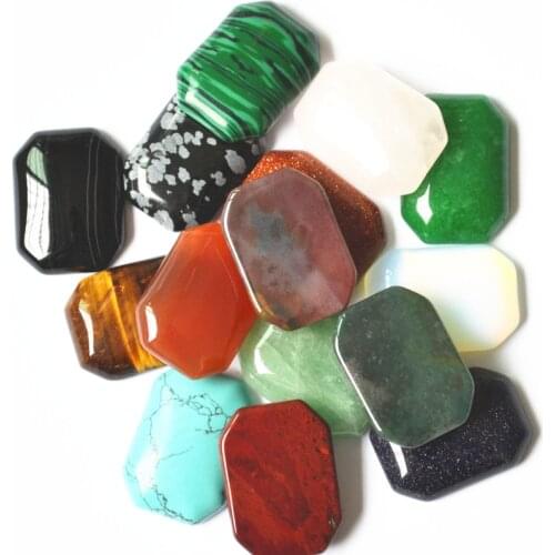 25mm*18mm Hot Sale Opal Roses Quartz Tiger Eye Fashion Mixed Natural Stone Rectangle CAB Cabochon 20pcs Free Shipping New 2021