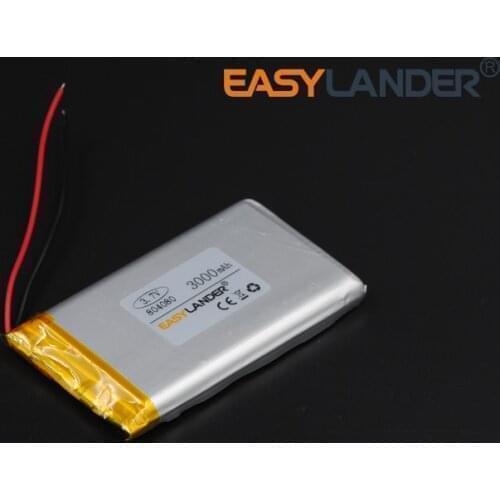 3.7V 3000mAh 804080 Rechargeable li Polymer Li-ion Battery For bluetooth headset GPS PSP PDA MP3 MP4 speaker 084080