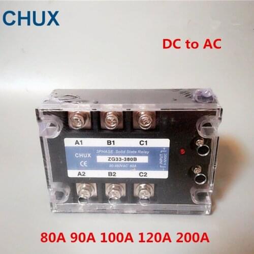 CHUX 3 Phases Solid State Relay DA 60a 80a 100a 120a 200A 90-480VAC ZG33 3-32VDC DC to AC Three SSR Relay