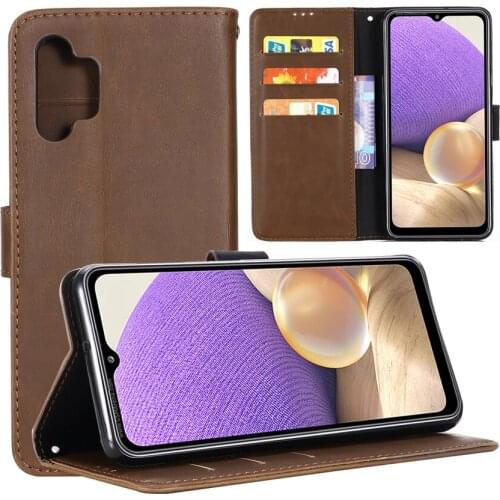 30pcs/lot For Samsung Galaxy A32 5G Elegant Vintage Leather Case with Card Slots & Stand For Rakunten BIG