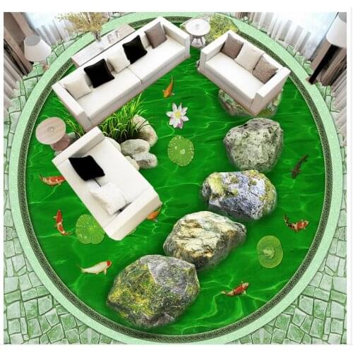 3d customized wallpaper Home Decoration 3D Stone Road pond floor pvc self-adhesive wallpaper