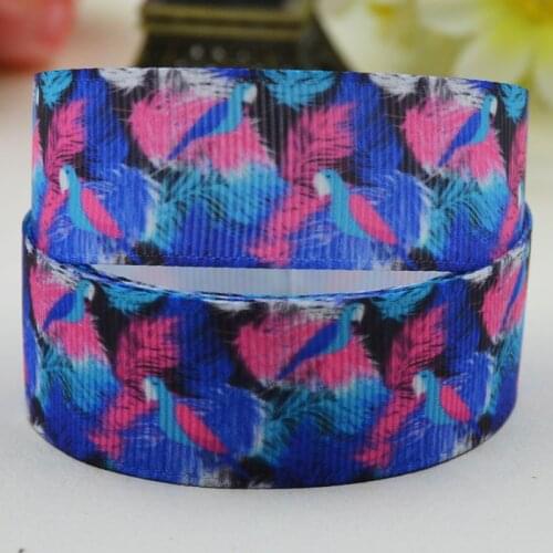 22mm 25mm 38mm 75mm Ruban satin feather printed Grosgrain Ribbon Hair Accessories party decoration 10 Yards X-02444