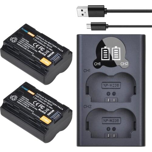 PowerTrust 2280mAh NP-W235 NPW235 Battery and LED Dual Charger for Fujifilm Fuji X-T4, XT4 Camera Battery with Type C Port