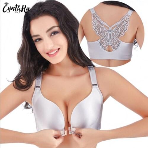 Lingerie Women Plus Size Wireless Bra Beautiful Back Bralette Glossy Push Up Sexy Lady Bra Front Buckle Underwear For Women